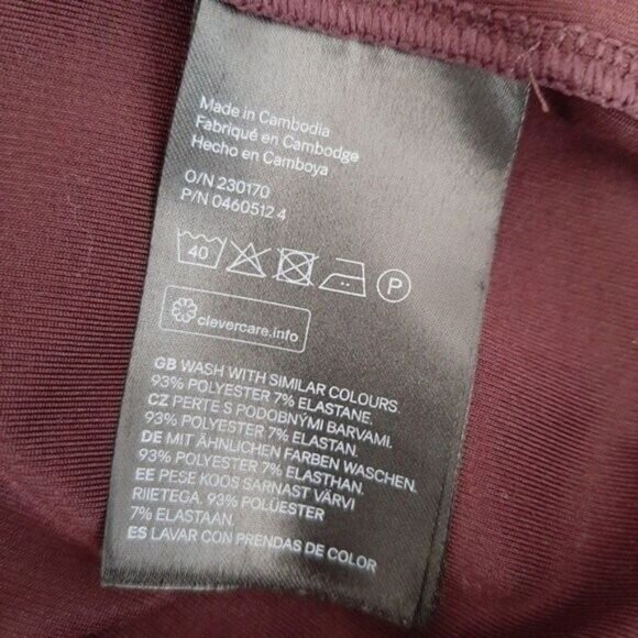 H&M Mock Neck Cut-out Fitted Long Sleeve Top Burgundy Sz XS - Picture 10 of 11